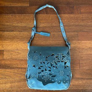 Philosophy di Alberta Ferretti Floral Lasercut Suede Shoulder Bag